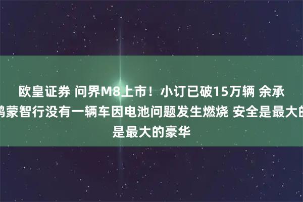 欧皇证券 问界M8上市！小订已破15万辆 余承东：鸿蒙智行没有一辆车因电池问题发生燃烧 安全是最大的豪华