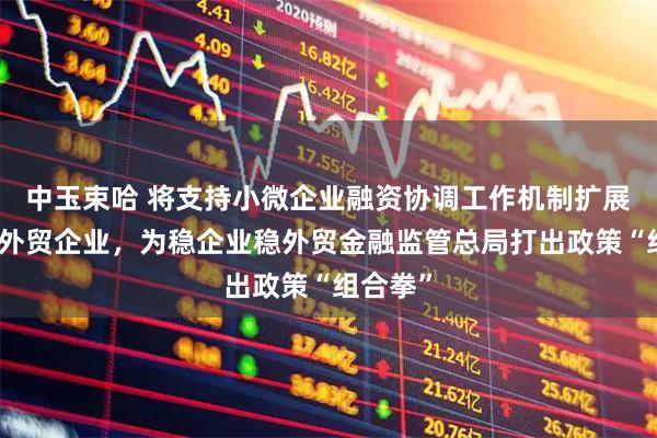 中玉束哈 将支持小微企业融资协调工作机制扩展至全部外贸企业，为稳企业稳外贸金融监管总局打出政策“组合拳”